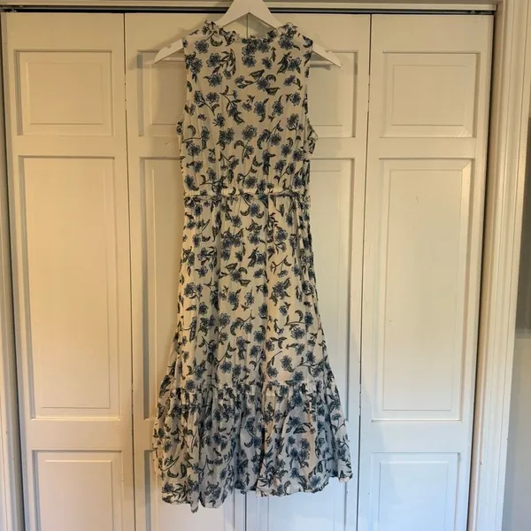 J.Crew white blue floral ruffled midi dress size 2 - Image 6