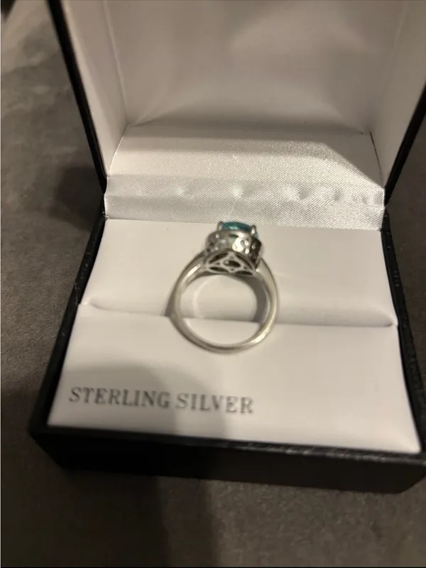 Tested 925 Sterling Silver Blue Cubic Zirconia Ring Size 9 - Image 3