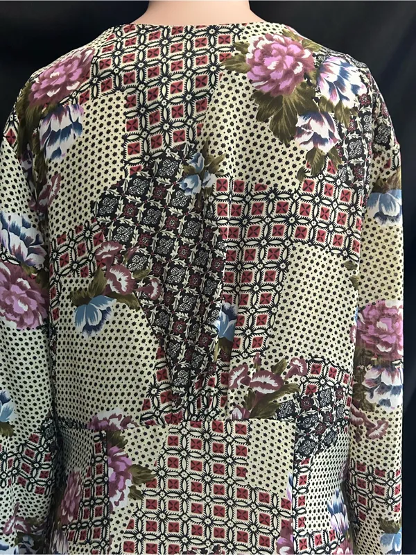 Necessary Objects Vintage Olive Patchwork Floral Midi Dress SM NWT - Image 9