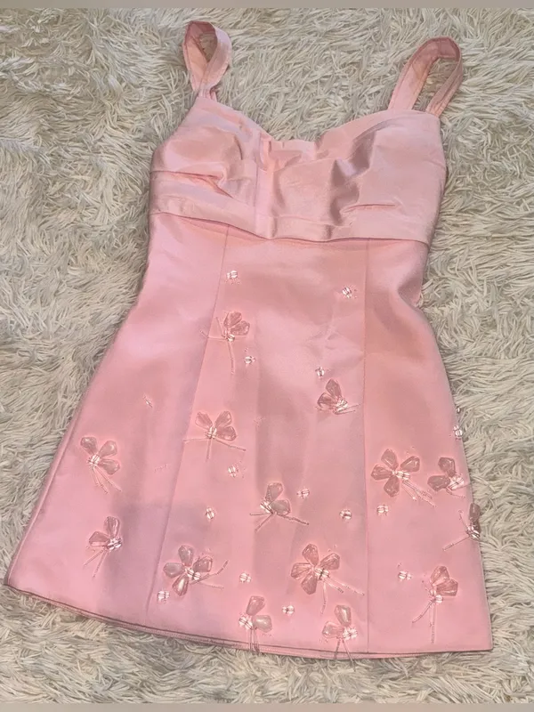 NEW ACLER Kendi Bead Embellished fairy floss pink Minidress Sz 4 - Image 6