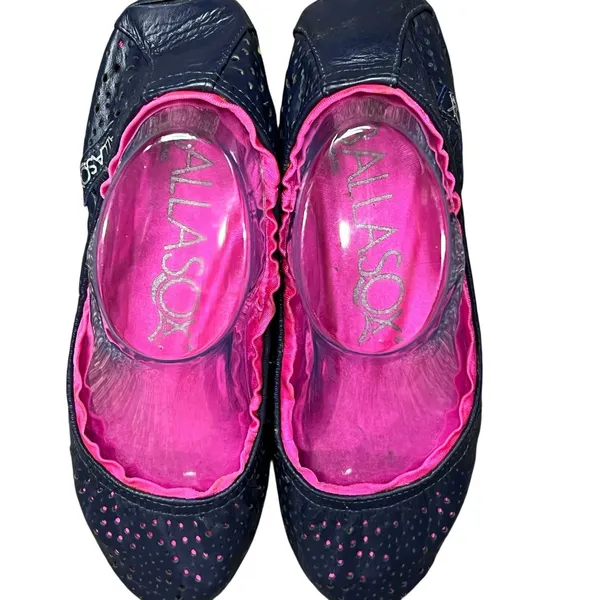 Ballasox Portable Ballet Flats Womens 8 Navy Blue Soft‎ Leather Foldable Shoes - Image 7