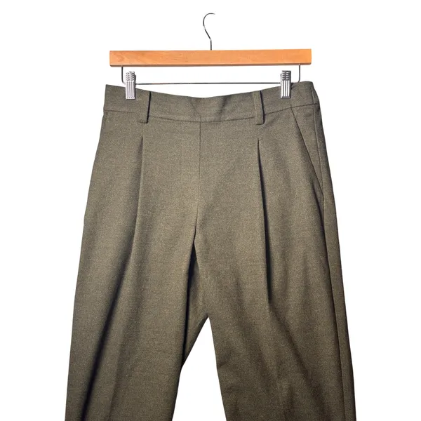 LOFT Womens Tapered Pants S Olive Green Pleated Elastic Back Dark Academia Pants - Image 2