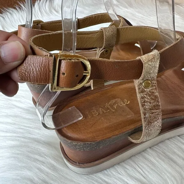 Diba True Metallic & Brown Leather Strappy Sandals Size 9.5 - Image 4
