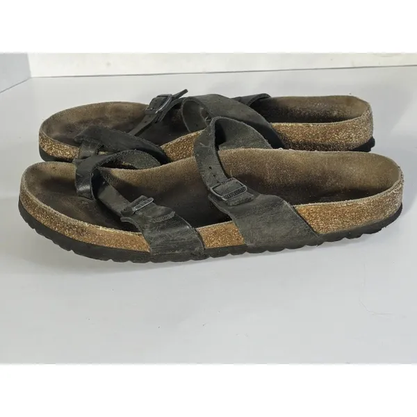 Birkenstock Mayari Black Leather Strappy Toe Loop Sandals 40 European USA 9-9.5L - Image 2