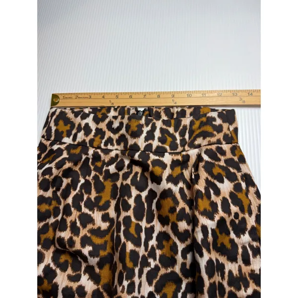 J. Crew Leopard Print Midi‎ Skirt Women Size 2 Linen Blend Lined - Image 3
