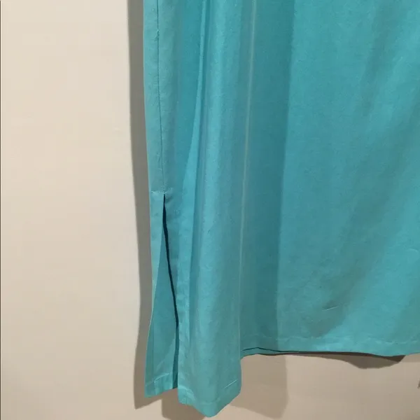 Victoria Holley Vintage 80s Sky Blue Silk Square Neckline Shift Dress - Image 4