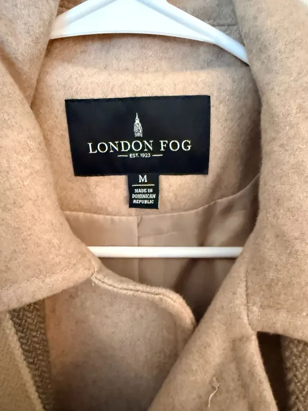London Fog Women's Oatmeal Heather Wool Blend Raglan Coat with Scarf Size M - Image 6