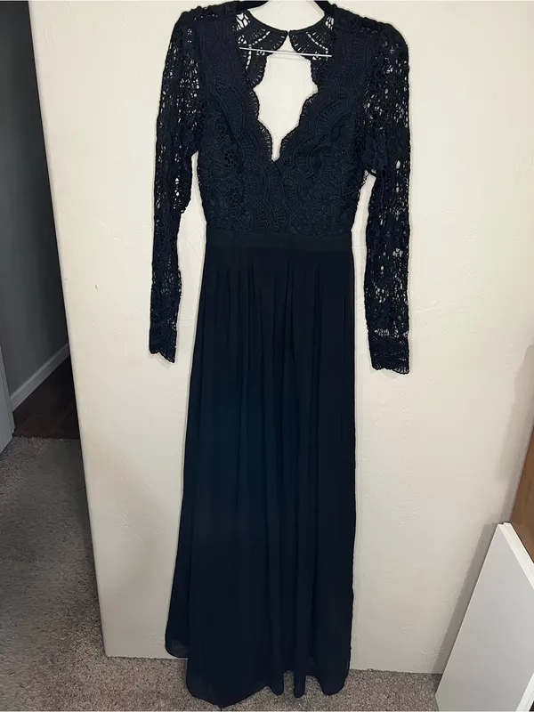 Lulus Awaken My Love Black‎ Lace Open Back Cutout Formal Gown Maxi Dress - Image 3