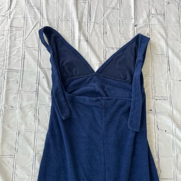 Venus Lingerie Mini Slip Dress Deep Navy Blue V-Neck M 90s Y2K Spaghetti Strap - Image 9