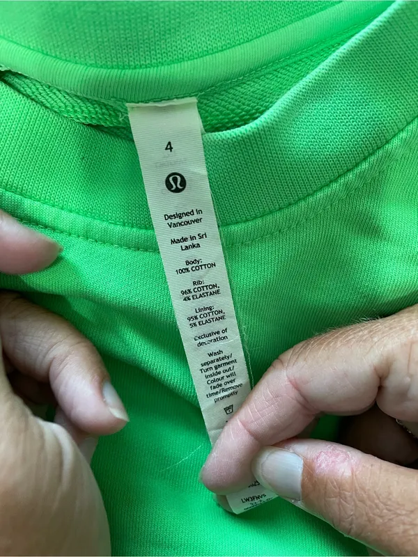 Women’s Lululemon cropped Crewneck Sweatshirt - Neon Green size 4 - Image 4