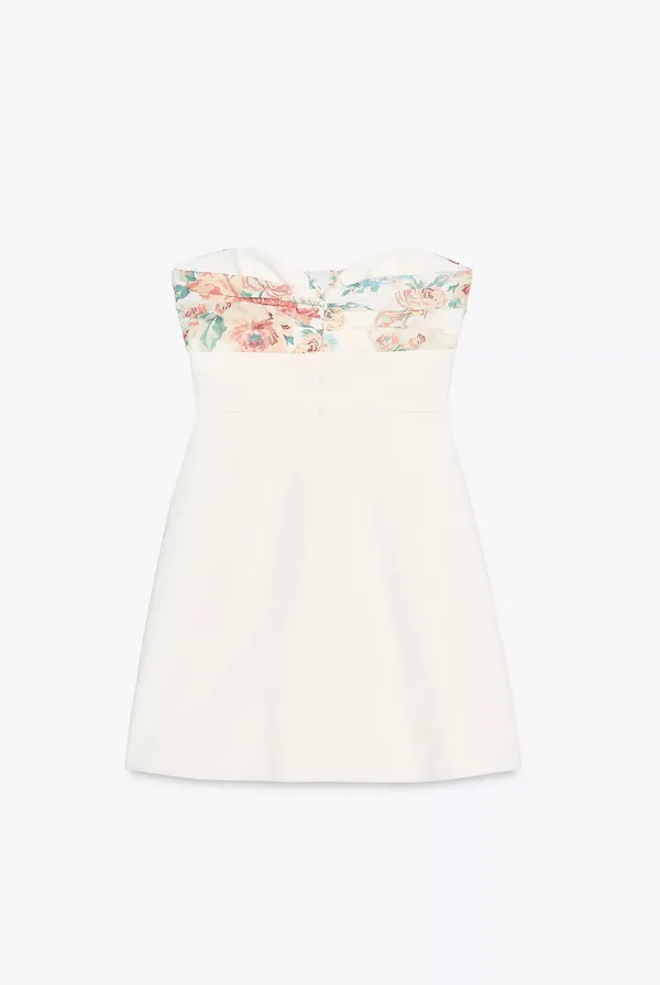 ZARA Floral White Strapless Dress - Image 11