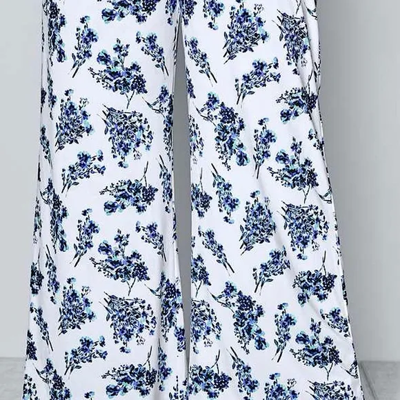 VENUS Blue Floral Off-Shoulder Jumpsuit - Image 4