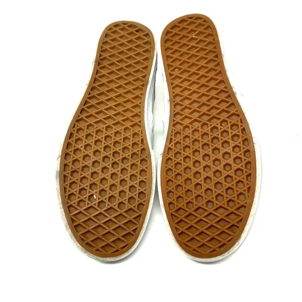 Vans Size 8.5 Sneaker White Pin Dot Leather Slip On Flats Skater‎ Casual Punk - Image 8