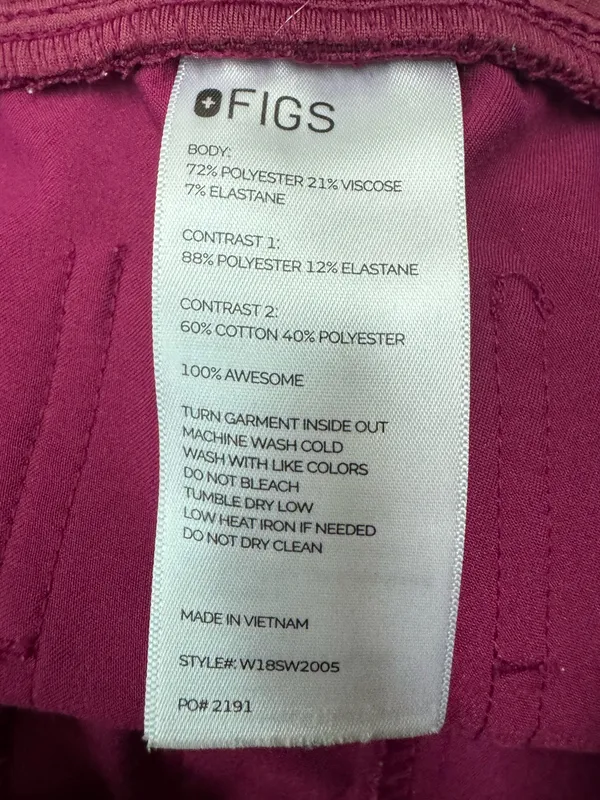 Figs Magenta Colored Zamora Jogger Scrub Pants Size X-Small - Image 3
