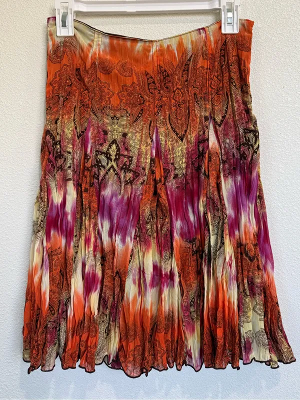 Tracy Evans Y2k Paisley Midi Skirt Boho Whimsigoth Tie Dye Pleated Size 3 - Image 2