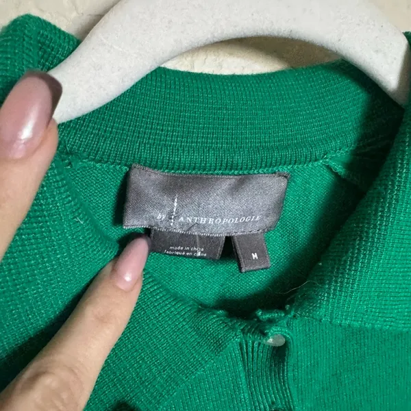 By Anthropologie Collared Polo‎ Muscle Sweater Tank Shirt Sz M Green - Image 7