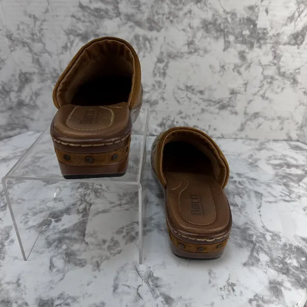 Born Bandy Clogs Size 38 7.5 Brown Southwest Woven Blanket Suede Leather Mule - Image 5