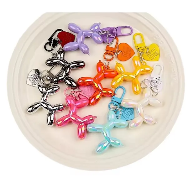 Boutique NEW Iridescent Purple Balloon Dog Keychain Purse Charm Y2K‎ - Image 9