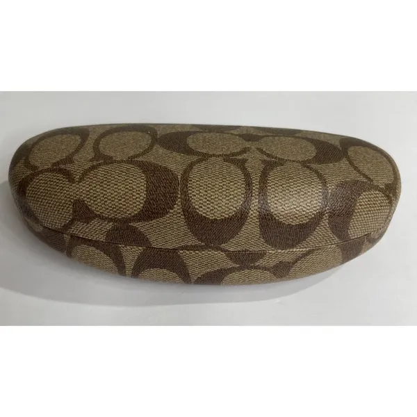 Coach signature C print hard clamshell sunglasses case in brown - Image 2
