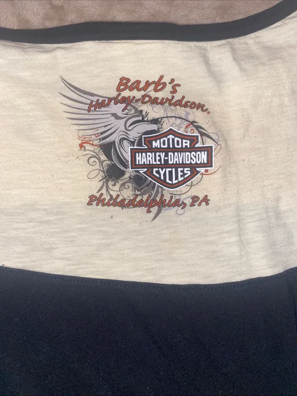 Harley-Davidson black and Cream Raglan Graphic Tee - Image 4