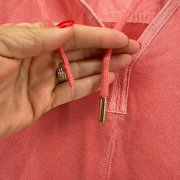 Tommy Bahama Sunray Cove Hybrid Pullover‎ Sweatshirt Coral Cotton V Neck Medium - Image 3