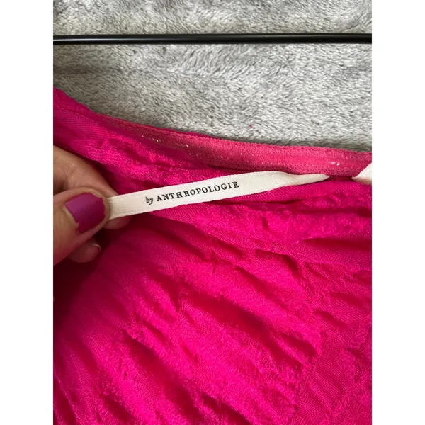 Anthropologie Strapless Knit Midi Dress Wedding Guest Coquette‎ Pink Large - Image 7