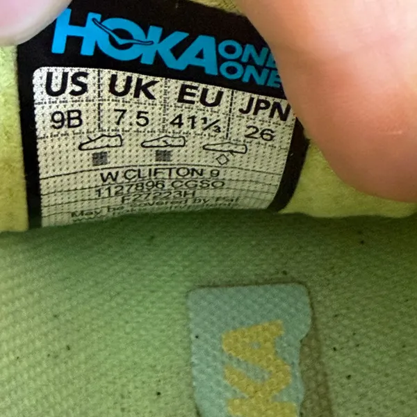 Hoka Clifton 9 Womens Running Shoes 9 Citrus Glow Yellow Blue 1127896 CGSO - Image 6
