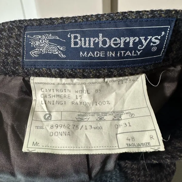 Burberrys Wool‎ Cashmere Donna Pencil Skirt Business Career Herringbone Large 48 - Image 5