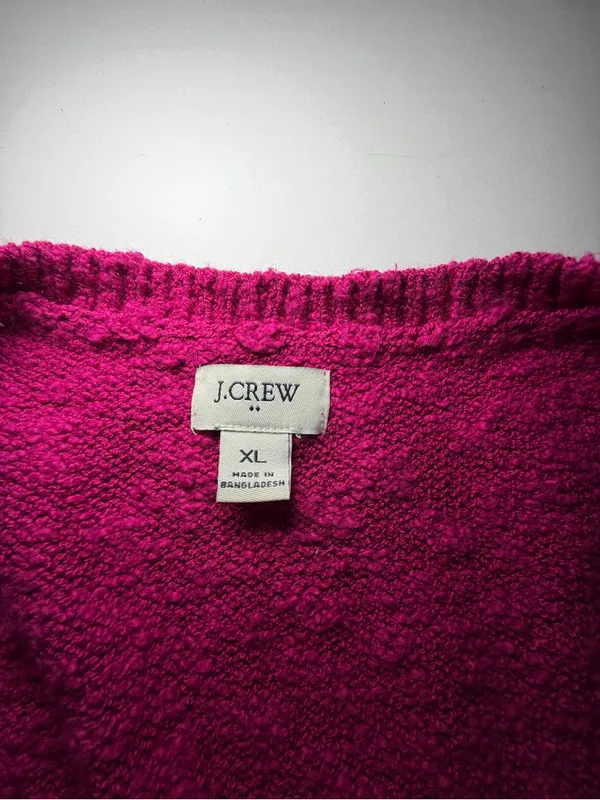 J. Crew Women's V-Neck Sweater in Fuchsia Pink - Image 2