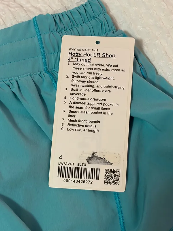 Electric Turquoise Lululemon Hottie Hot Shorts, Size 4, Length 4, Low Wasted. - Image 3