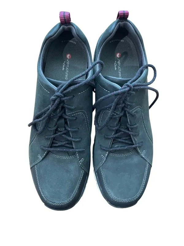 Clarks Wave Go Women’s 9.5 Navy Nubuck Leather WaveWalk Shoes Used - Image 2