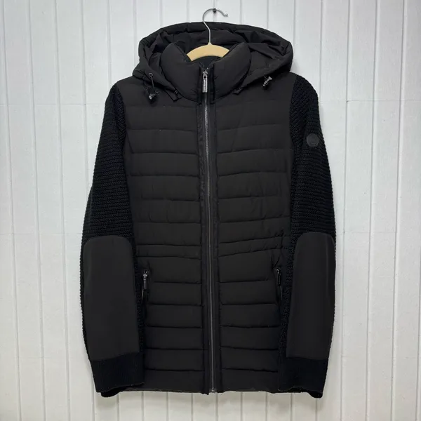MICHAEL Michael Kors Ultra‎ light weight Black Puffer Jacket with Knit Sleeves M - Image 3