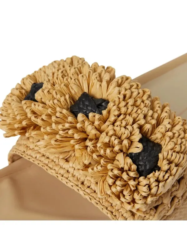 NEW $140 Dolce Vita Sidona Boho Flower Raffia Platform Slide Sandals 9.5 Resort - Image 4