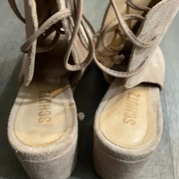 Schutz Binalia Lace Up Suede Block Heel Sandals size 6 - Image 5