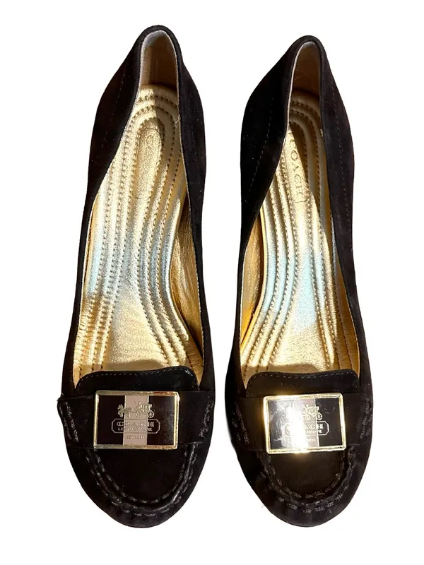 Coach "Kandace" Brown Suede Cone Heel Loafer Shoes (5.5) - Image 6
