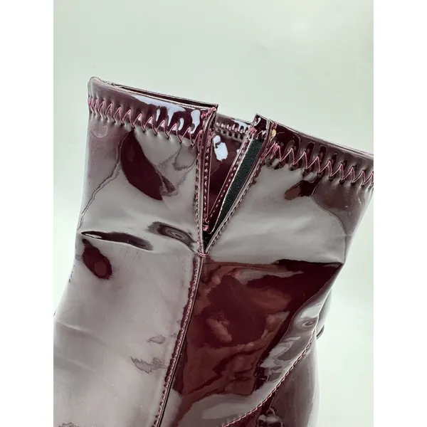 Zara Patent Leather High Heel BURGUNDY Boots Womens 36 - Image 6