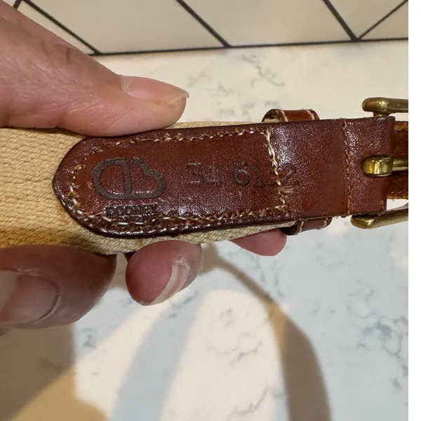 vintage Dooney & Bourke canvas brown leather tabs with a brass buckle blue green - Image 7