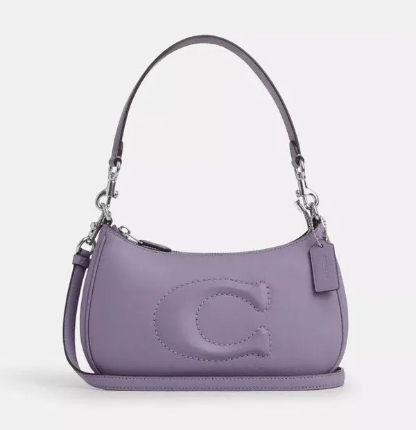 Coach TERI SHOULDER BAG ( CR099) SILVER/LIGHT VIOLET Purple Purse - Image 9
