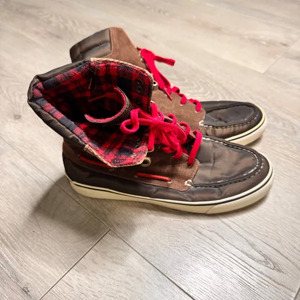 Sperry Top Sider Acklins Brown Corduroy Flannel Lined High Top‎ Boots Size 8.5 - Image 5