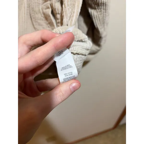 Aerie Size L Corduroy Shacket Shirt Jacket Cream Button Down Front - Image 11