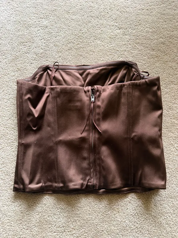 Castle Satin Aritzia Bustier Brown - Image 5