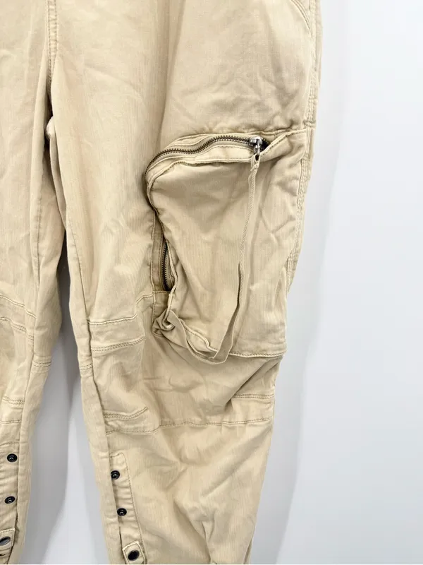 Free People Women's Can't Compare Slouch Cargo Pants Tan Size Large - Image 4