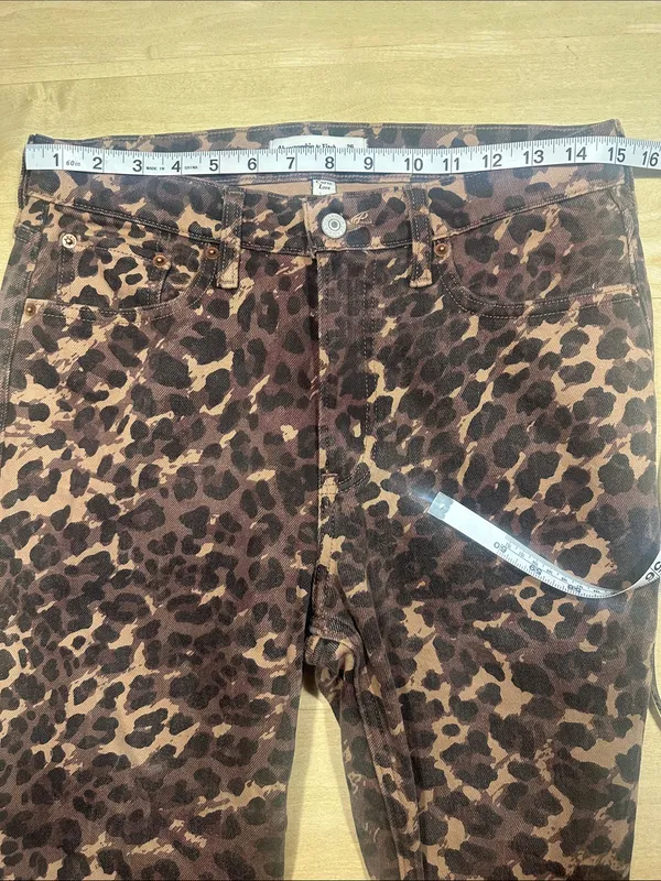 Abercrombie The Baggy Low Rise Curve Love Leopard Jeans Sz 26 - Image 9