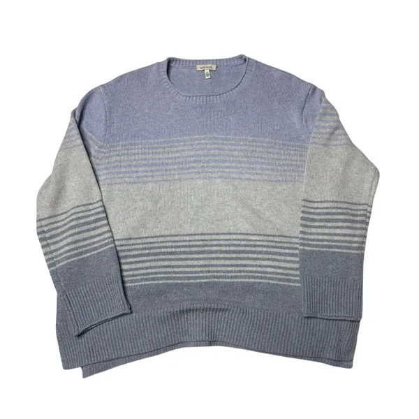 Ella Moss Blue Striped Sweater L Coastal Grandma Nautical Preppy - Image 6