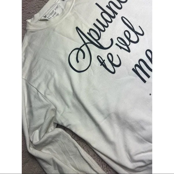 Topshop Tee & Cake Off White Graphic “Your Place or Mine” Sweatshirt Size 8 - Image 6