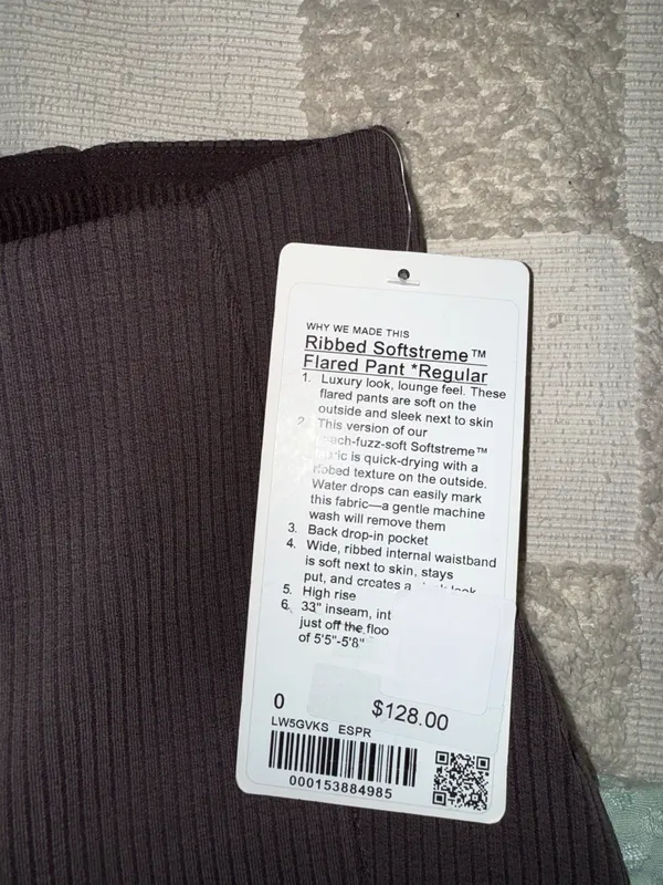 NWT Lululemon Ribbed Softstreme Flared Pant *Regular size 0 Espresso - Image 3