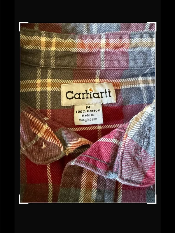 Carhartt Red‎ Plaid Button-Down Flannel Shirt - Image 3