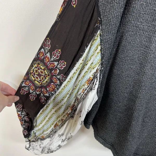 We The Free Blossom Thermal Balloon Sleeve Bandana Print Boho Top Womens Size‎ S - Image 4