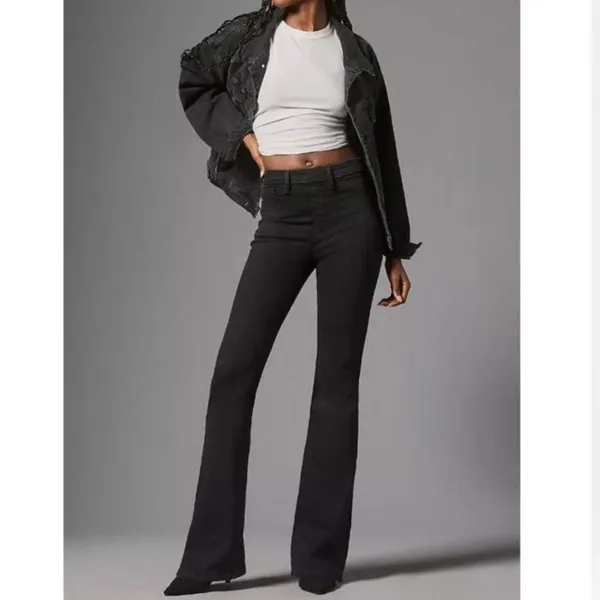 NWT Good American Good Legs Flare‎ Pull On Jeans black sz M - Image 3