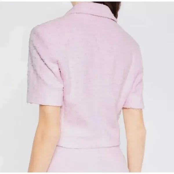 Express Pastel Spring Pink Tweed Double-Breasted Cropped‎ Blazer XS NWT - Image 9